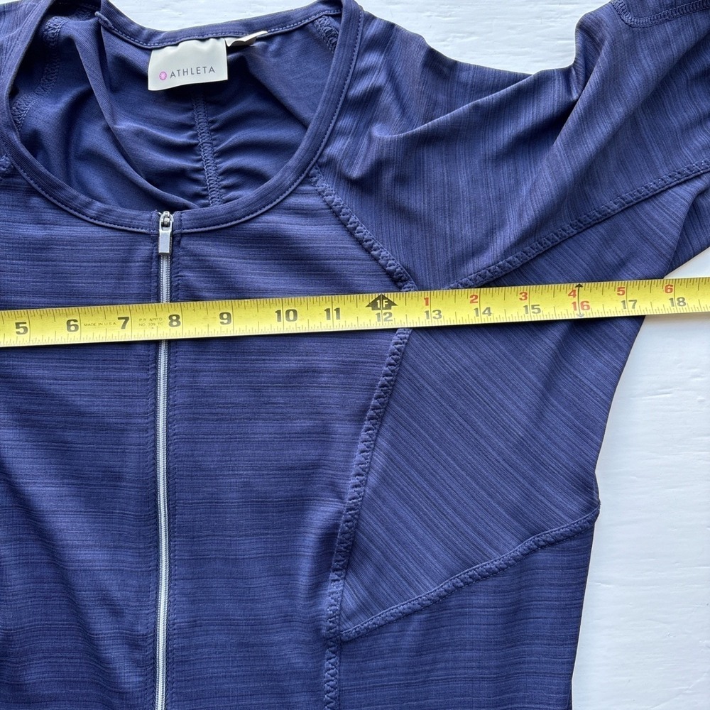 Athleta Women M Athletic Top Navy Blue Quarter Zip Long Sleeve Stretch Running - Picture 6 of 12